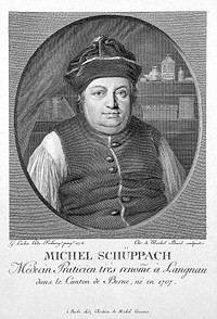 Michel Schuppach. Line engraving by C. de Mechel after G. Locher, 1774.