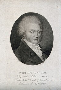 Siro Borda. Stipple engraving by B. Bordiga after G. Longhi.