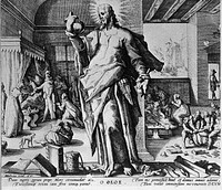 The physician as Christ. Line engraving after H. Goltzius.