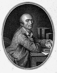 Julien Offray de La Mettrie . Stipple engraving by P.G.A. Beljambe after C.J. Notté.
