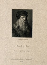Leonardo da Vinci. Stipple engraving by J. Posselwhite.