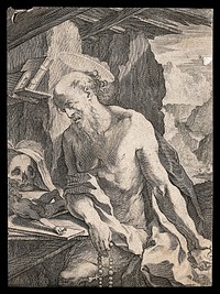 Saint Jerome. Engraving after V. Salimbeni.