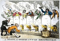 [Album of newspaper cuttings from the London Chronicle, Public Advertiser, etc. : relating to Dominiceti / with caricature by Rowlandson as frontispiece].