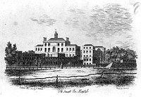 The Smallpox Hospital, St Pancras, London. Etching by J. P. Malcolm after himself, 1807.