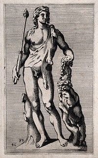 Bacchus [Dionysus]. Etching by F. Perrier.