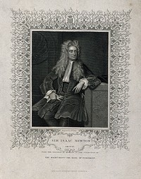 Sir Isaac Newton. Stipple engraving by W. T. Fry after Sir G. Kneller, 1720.