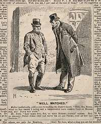 A doctor asking a dealer about horses, the dealer retorts that like doctors you can buy horses at many different prices. Wood engraving by WIH, 1892.