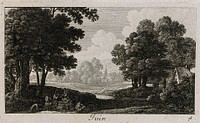 People eating in the shade beneath a tree; representing June. Etching by G. Perelle, c. 1660.