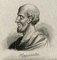 Hippocrates. Line engraving.