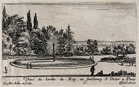 The royal gardens at the Faubourg S. Victoire in Paris. Etching by Israel Silvestre.