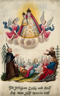 The Virgin of Mariazell as protector of the afflicted. Gouache.