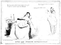 A drunken wet-nurse about to give the Prince of Wales (later Edward VII) a drop of alcohol as a horrified Queen Victoria and Prince Albert burst in on the scene. Lithograph.