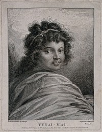 Tynai-Mai, a young woman from Raiatea encountered by Captain Cook on his second voyage. Engraving by J.K. Sherwin, 1777, after W. Hodges.