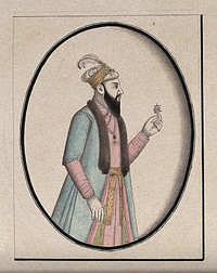 A member of a Mughal royal family . Watercolour drawing by an Indian artist.