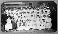 General Lying In Hospital, York Road, Lambeth: hospital staff. Photograph, 1908.
