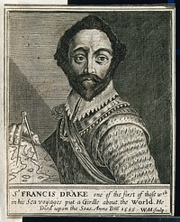 Sir Francis Drake. Line engraving by W. Marshall, 1642.