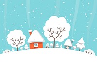 Cute winter cottage clipart, Christmas illustration vector. Free public domain CC0 image.