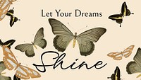 Vintage butterfly Powerpoint presentation template, editable text vector, famous Maurice Pillard Verneuil artwork remixed by rawpixel