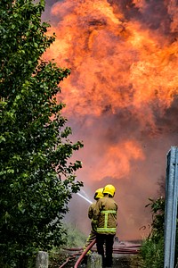 Firefighter training, fire service college. Original public domain image from Flickr