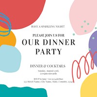 Dinner party Instagram post template, editable text vector