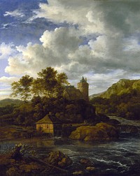 Landscape with castle and watermill. Original from the Minneapolis Institute of Art.