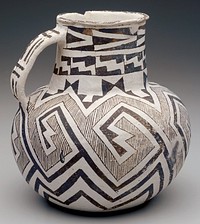 black and white geometric patterning overall; one handle. Original from the Minneapolis Institute of Art.