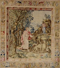 tapestry; warp undyed wool, 7-9 ends per cm.; weft dyed wool and silk, 26-44 ends per cm.. Original from the Minneapolis Institute of Art.