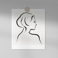 Woman line art instant photo, collage element