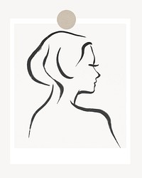 Woman portrait line art, instant photo frame