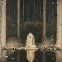 John Bauer - Princess Tuvstarr gazing down into the dark waters of the forest tarn. - Google Art Project