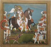 Maharana Bhim Singh and Retinue Embark on a Hunt 