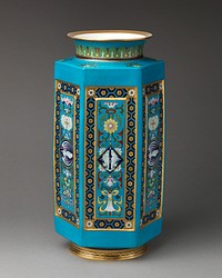 Hexagonal vase with cloisonné decoration