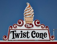                         Neon sign at the Twist Cone ice cream stand in Aberdeen, a small city in northeast South Dakota that was founded by a railroad executive whose boss was born in Aberdeen, Scotland, hence the choice of the new town's name                        