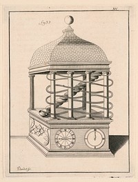 Design For a Clock, pl. XV from "Recueil d'Ouvrages Curieux de Mathematique et de Mecanique, ou Description du Cabinet"