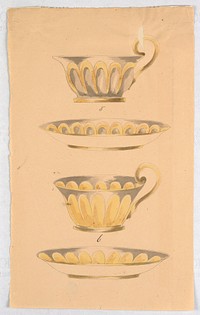 Sample Sheet, Two Designs for Cups and Saucers