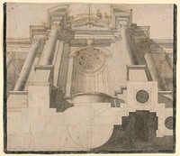 Architecture seen from below, design for plate 55 in Andrea Pozzo's "Perspectiva pictorum et architectorum" by Andrea Pozzo
