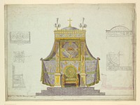 Archbishop's Throne and Canopy; Six Separate Studies for a Throne, Prie-Dieu, and Canopy by Hippolyte-François Joseph Equennez