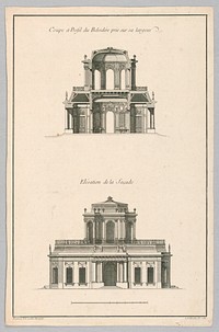 Section and Side View of a Belvedere; Elevation of the Facade