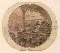 Design for a Painted Porcelain Plate, Loading or Unloading Goods by Jean Charles Develly