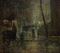 Wet Night, Gramercy Park (After Rain; Nocturne) by Ernest Lawson