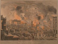 Lithograph, "Great Fire in New York", Calyo, Nicolino