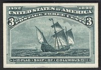 3c Flagship of Columbus card plate proof