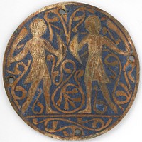 Medallion with Two Young Warriors with Falchions and Bucklers