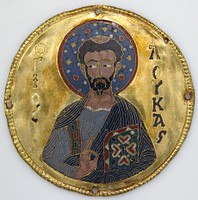 Medallion with Saint Luke from an Icon Frame, Byzantine