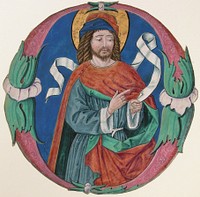 Manuscript Illumination with the Figure of a Saint in an Initial O, Italian