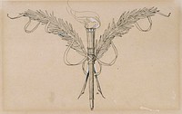 Maaherra-runon loppuvinjetti, originaalipiirustus vänrikki stoolin tarinain kuvitukseen, 1897 - 1900 by Albert Edelfelt