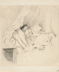 Vuoteessa lepäävä nainen, taiteilijan vaimo