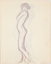 Seisova nuori alaston nainen sivusta, luonnos, 1912part of a sketchbook by Magnus Enckell