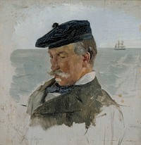 Portrait sketch of adolf von becker the painter, 1880 - 1889 by Albert Edelfelt