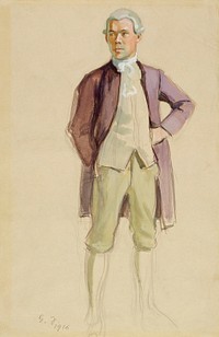 Man standing, in rococo attire (f.e. sillanpää), 1916
